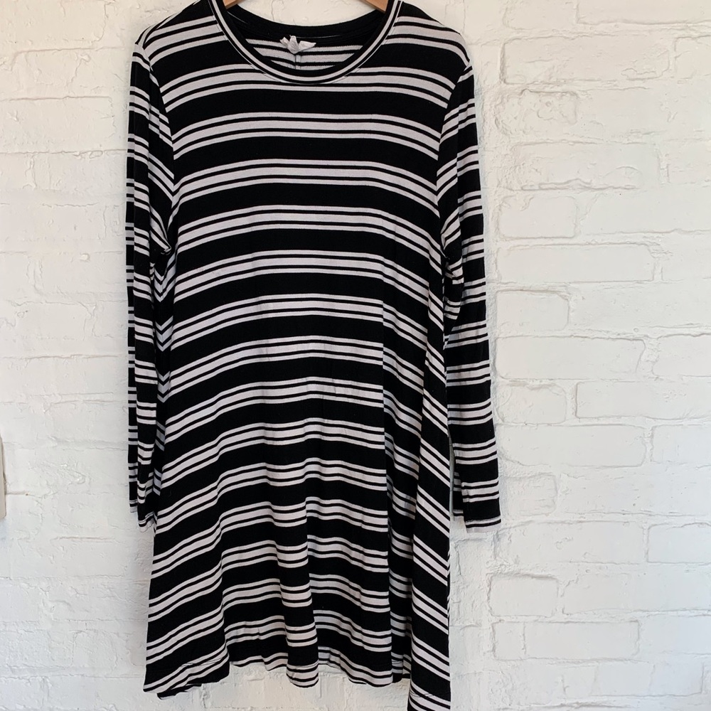 Women’s Soft Long Sleeve Striped Swing Dress